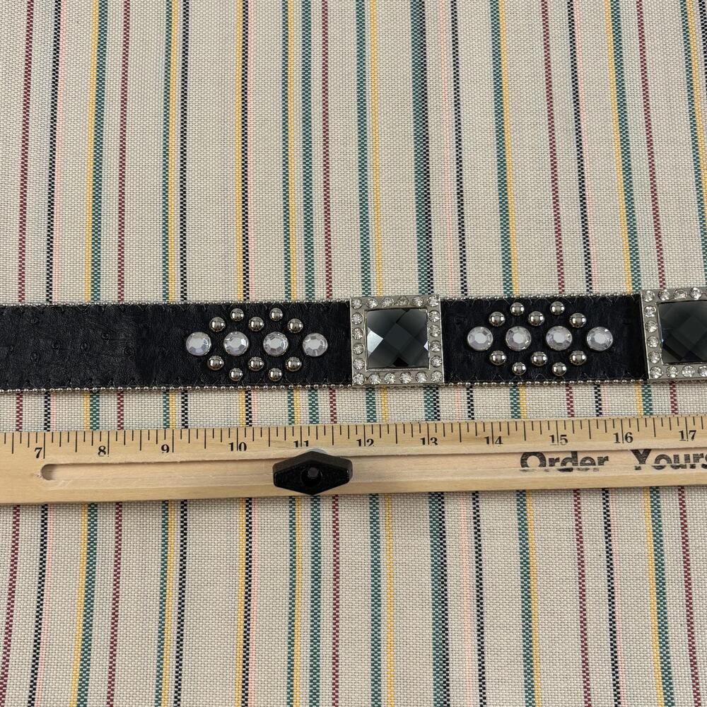 Wholesale By ATLAS Belt Womens Large Black Rhinestone Western Bling Studded - Picture 3 of 16